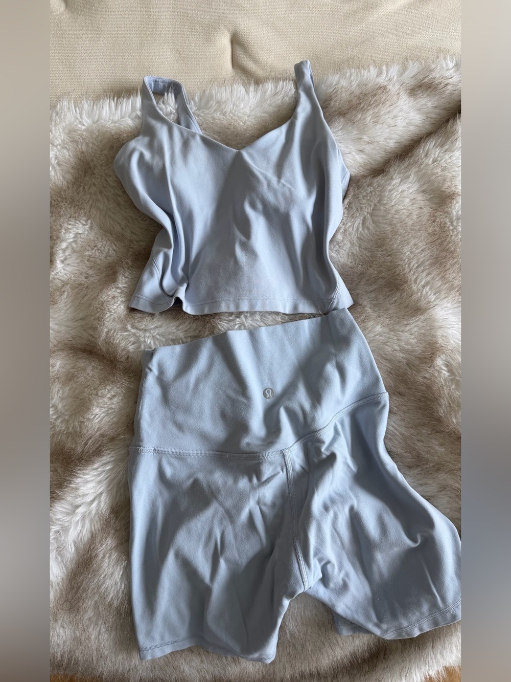 Lululemon Light Blue Yoga Set - Top & biker shorts